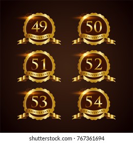 Luxury Badge Anniversary 49-54 Vector Illustrator Eps.10