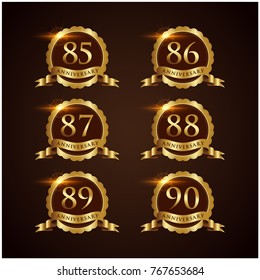 Luxury Badge Anniversary 85-90 Vector Illustrator Eps.10
