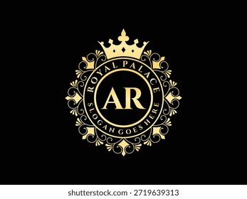 Luxus-Badge anfängliche ar Logo Vektor Vorlage für Branding. Heraldisches Design, Wappenelemente, Boutique, Hotellabel.