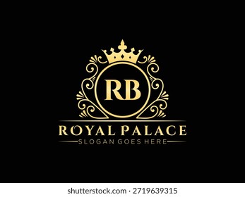 Plantilla de Vector de logotipo rb inicial de insignia de lujo para la marca. Diseño heráldico real, Elementos de cresta, boutique, hotel label.