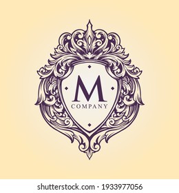 Luxury Badge Logo Monogram Flourish Decorative Style illustrations for your work mascot  t-shirt, stickers and Label designs, poster, greeting cards advertising business company or brands.