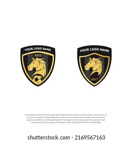 Luxury badge soccer and horse logo vector