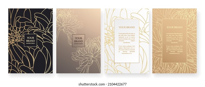 Luxury banner in 
bronze colors,
frame design set with gold flower pattern. Luxury premium background pattern for menu, elite sale, luxe invite template, ​formal invitation, luxury voucher.