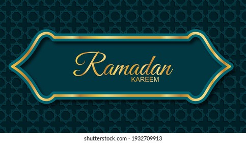 Luxury banner with a combination glowing golden line with 3D style. Ramadan kareem Greeting card Invitation for muslim community. Vector illustration