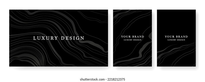 Luxury banner in dark colors, frame design set with gold geometric pattern. Luxury premium background pattern for menu, elite sale, luxe invite template, ​formal invitation, luxury voucher.