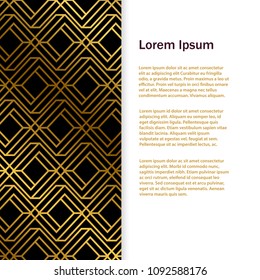Luxury banner or flyer template with golden gometric shapes. Vector illustration