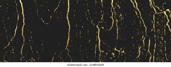 Banner de lujo, patrón oro geométrico, fondo negro. Grunge la textura con grietas, chispas. Solución de diseño temático para folletos, catálogo, libro, afiche, volante, invitación.