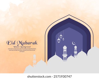 Luxury Banner with Golden Mandala and Gradient Moon for Eid