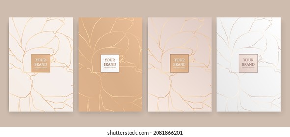 Luxury banner in light colors,
frame design set with gold flower pattern. Luxury premium background pattern for menu, elite sale, luxe invite template, ​formal invitation, luxury voucher.