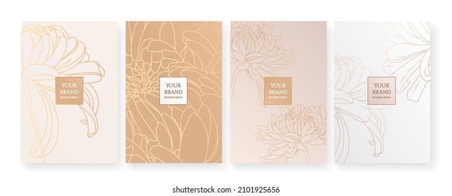 Banner de lujo en colores claros,
diseño de cuadros con motivos de flores de oro. Patrón de fondo premium de lujo para menú, venta de élite, plantilla de invitación de lujo, ​ invitación formal, vale de lujo.