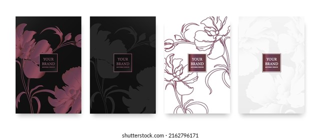 Luxury banner in purple colors,
frame design kit with floral pattern. Set in glassmorphism style. Luxury Premium Menu Background Template, Elite Sale, Luxury Invitation Template, Official Invitation, 