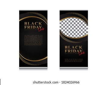 Luxury banner roll up black friday sale with picture slots template