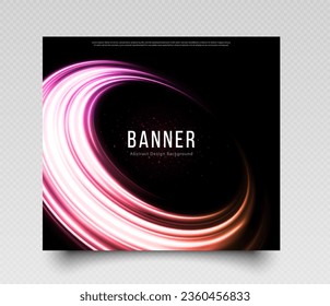 Luxury banner with wavy sparkling ring. Shiny background. Abstract glowing banner for discount, sales and greeting card.