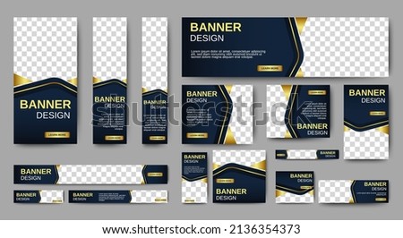 Luxury banners design web template Set, Horizontal header web banner. Gradient black and gold. cover header background for website design, Social Media Cover ads banner, flyer, invitation card