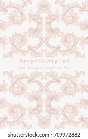 Luxury Baroque card ornament background Vector. Rich imperial intricate elements. Victorian Royal style