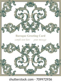 Luxury Baroque card ornament background Vector. Rich imperial intricate elements. Victorian Royal style