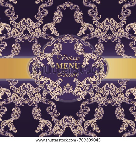 Luxury Baroque card paper decor ornament Vector pattern. Rich imperial intricate elements