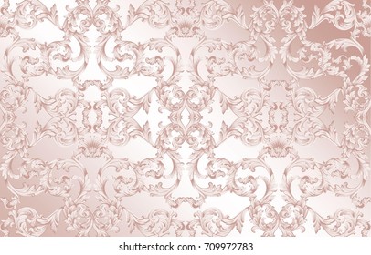 Luxury Baroque ornament background Vector. Rich imperial intricate elements. Victorian Royal style patterns