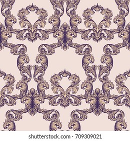 Luxury Baroque paper decor ornament Vector pattern. Rich imperial intricate elements