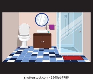 Ilustración vectorial de diseño interior de baño de lujo