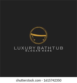 Luxury Bathtub Logo Design Vector Template