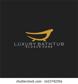 Luxury Bathtub Logo Design Vector Template