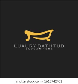 Luxury Bathtub Logo Design Vector Template