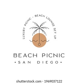 Luxury Beach Picnic Lounge Set Up Logo Design Inspiration