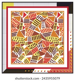 Luxury Beautiful Abstract geometric shape bandanna design, retro base print. vector file format best for paper and textile printing, both side repeat print. doted and line shape background border.