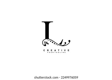 luxury beautiful black L logo design with flourish ornament and white background. monogram L. initial letter L. suitable for logos for business, company, product, housing, hotel etc