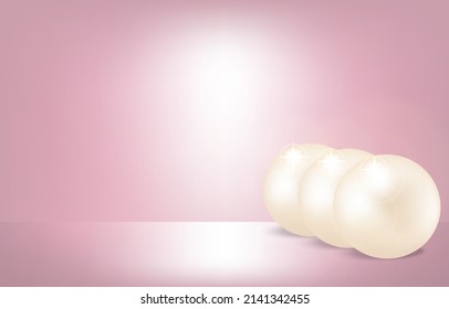 Luxury beautiful shining jewellery background with rose pearls vector illustration.