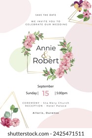 luxury beautiful weeding invitation card with flower design template