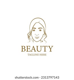 Luxury beautiful woman face vector logo