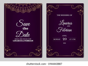 luxury beautifull wedding invitation card template set