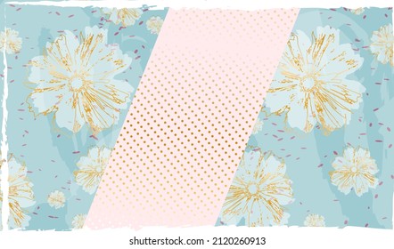 Luxury beauty background Elegant pink blue gold line and flower background Theme of spring summer holiday sale luxury beauty cosmetic fashion Wallpaper background for promo shop season sale Vector art