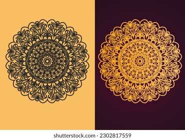 Luxury beauty drawing circular pattern round décor collection mandala background template design