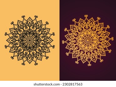 Luxury beauty drawing circular pattern round décor collection mandala background template design
