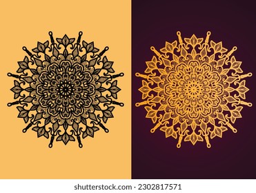 Luxury beauty drawing circular pattern round décor collection mandala background template design