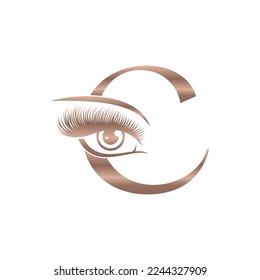 Luxury Beauty Eye Lashes Logo Letter C