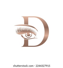 Luxury Beauty Eye Lashes Logo Letter D