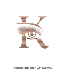 Luxury Beauty Eye Lashes Logo Letter K