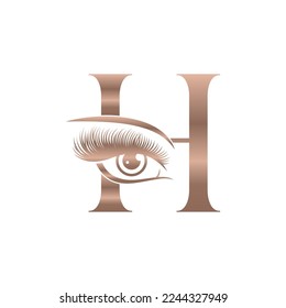 Luxury Beauty Eye Lashes Logo Letter H