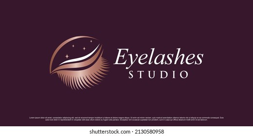 Luxury beauty eyelash extension logo design with creative modern concept Premium Vector