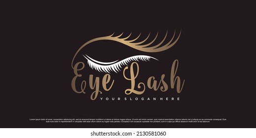 Luxury beauty eyelash extension logo design with creative modern concept Premium Vector