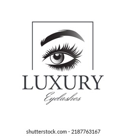 Luxury Beauty Eyelash extension Logo Vector Template. Eyelash makeup,Vector illustration in modern style