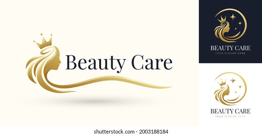 Luxury Beauty Hair Queen Logo Design