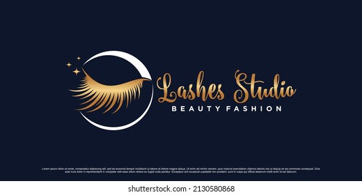 Luxury beauty lashes logo deisgn template with creative concept Premium Vector