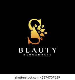 Luxury beauty logo design with golden style color