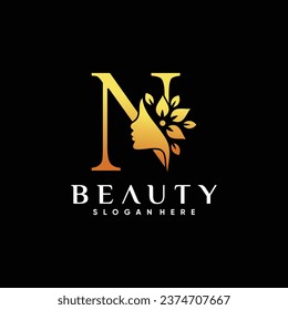 Luxury beauty logo design with golden style color