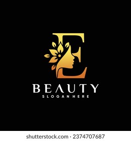 Luxury beauty logo design with golden style color